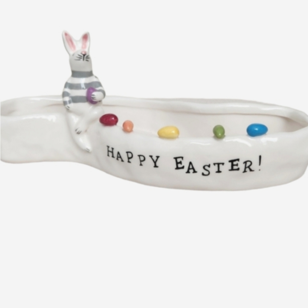 Blue sky clay works unique Easter bunny Nibbles  candy dish - Picture 2 of 11